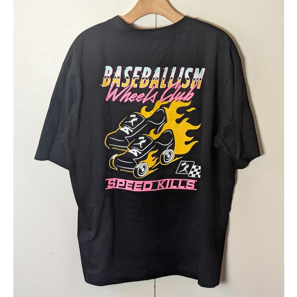 Baseballism Wheels Club Black T-Shirt Large